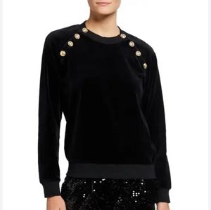 Derek Lam 10 Crosby Lucie Velour Sweatshirt w/ Sailor Buttons
